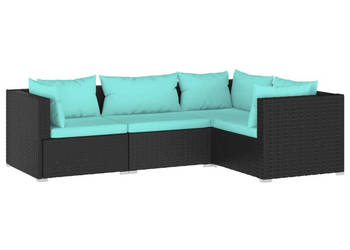 4-cz. zestaw wypoczynkowy do ogrodu poduszki czarny rattan PE WM-3101673