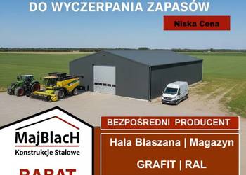Duża Wiata /Hala Garaż Blaszany Grafit z bramą wjazdową  – Maj-Blach