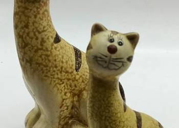 Ceramika figurki kotów mama i dziecko