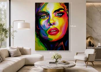 Obraz ręcznie malowany – abstrakcyjny portret kobiety 140 × 90 cm