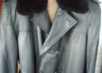 NOWY płaszcz skórzany milicyjny MO drogówki podpinka KOŻUCH z owcy