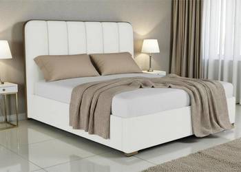 Łóżko z pojemnikiem beżowe brązowe klasyczne CALMO 160x200