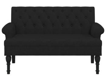 Ławka z oparciem czarna 120x62x755 cm tkanina WM-372122