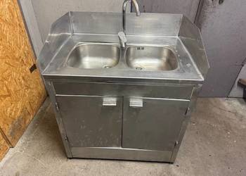 Zlew gastronomiczny dwukomorowy z szafką stal nierdzewna