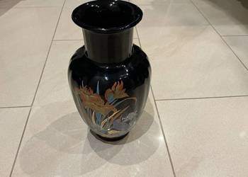Czarny Wazon Włoska Porcelana Vintage,Sygnowany