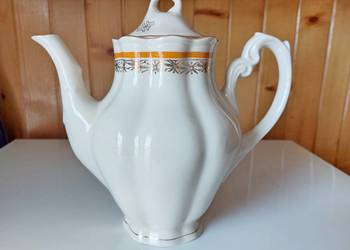 dzbanek Chodzież, porcelana, beżowy, wysoki