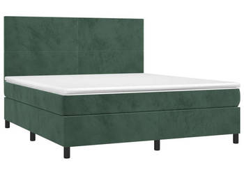 Łóżko kontynentalne z materacem i LED zielony aksamit 160x200cm WM-3136014