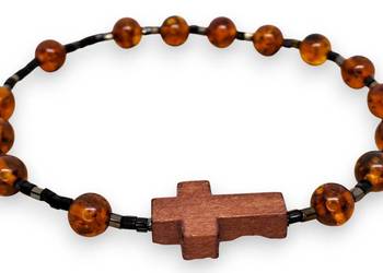 Bransoletka różaniec, dziesiątka różańca z bursztynu, BURSZTYN #1454