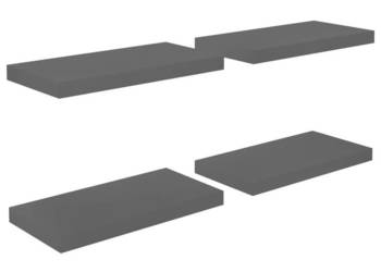 Półki ścienne 4 szt. wysoki połysk szare 50x23x38 cm MDF WM-323789