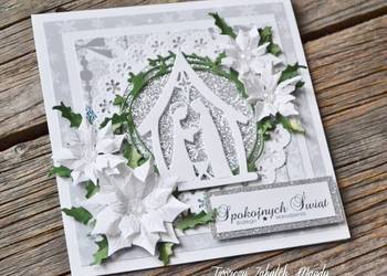 Kartka świąteczna na Boże Narodzenie stajenka ręcznie robiona