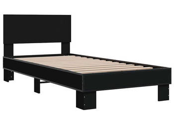 Rama łóżka czarna materiał drewnopochodny i metal 75x190 cm WM-845812