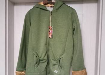 NOWA Bluza damska RCC tease me WJ70104 zielona brokatowa z kapturem złota s