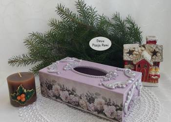 CHUSTECZNIK DREWNIANY, RĘKODZIEŁO, DECOUPAGE, PREZENT