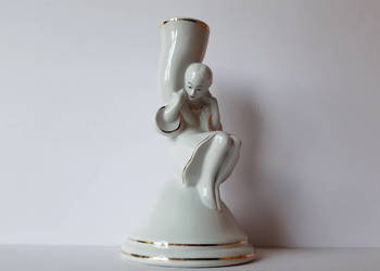 Lampa / figurka Róg obfitości, Ćmielów, porcelana PRL