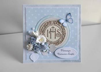 Kartka w pudełku ręcznie robiona na Komunię Świętą 4