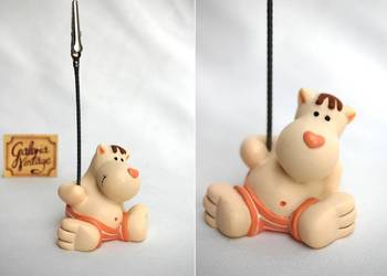 Klips na zdjęcie, pocztówkę, hipopotam, figurka, NICI vintage