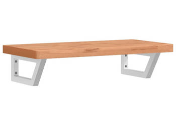 Półka ścienna pod umywalkę stal i lite drewno bukowe WM-3302374