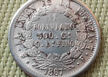 Moneta/Numizmat/Kopia -1 BOLIVIANO 1867 BOLIVIA (nr.5)