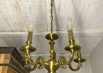 Francuski Żyrandol nr. 43 Francja, mosiądz 5-ram Antyk Lampa