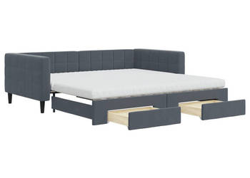 Sofa rozsuwana z szufladami ciemnoszara aksamit 100x200 cm WM-3196771