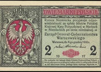 2 Marki 1916 Generał B UNC Żyleta