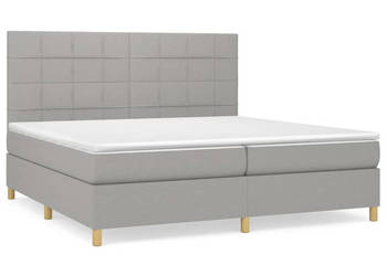 Łóżko kontynentalne z materacem jasnoszare tkanina 200x200 cm WM-3142361