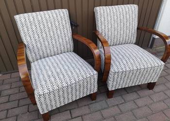 Stare Fotele ART-DECO Orzech Polskie Antyk Po Renowacji .