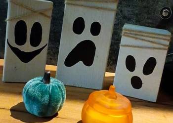 Halloween. Zestaw trzech duszków. Handmade. Ozdoba. Rękodzieło. Duchy