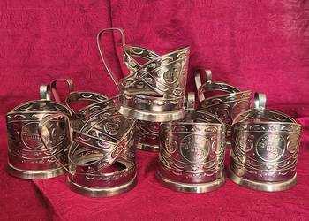 Zestaw 8 szt. koszyczków do szklanek Zaporoże ZSRR PRL Vintage.