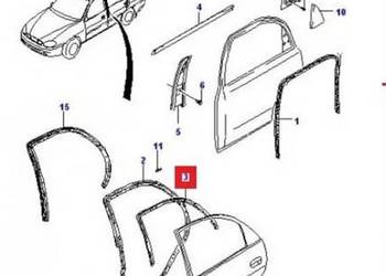 USZCZELKA SZYBY DRZWI TYLNYCH PRAWYCH GUMOWA DAEWOO LANOS SEDAN HB 5 DRZWI