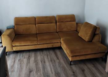 Sofa rozkładana musztardowa abra