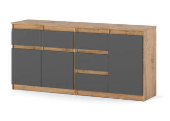 Komoda Z 5 Szufladami Do Sypialni Szafka 160cm Dąb Wotan Szary Mat Salon