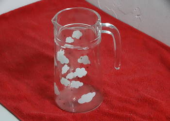 Uroczy Szklany Dzbanek w Chmurki i Gwiazdki – 1,4L | Retro / Vintage Style