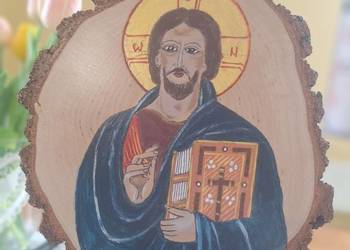 Obraz malowany ręcznie na plastrze brzozy