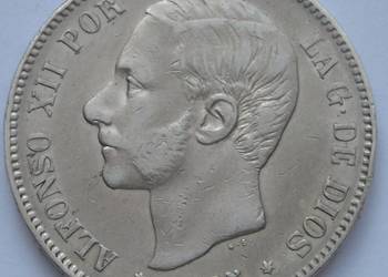 Hiszpania 5 peset 1885 Alfonso XII - SREBRO