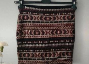 Spódnica czarna z cekinami ołówkowa jesień vintage boho wyjściowa elegancka