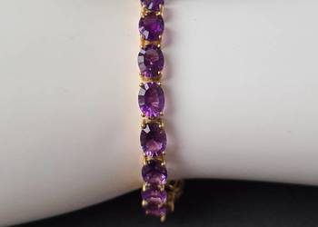 Bransoletka srebro 925 złocone, ametysty afrykańskie