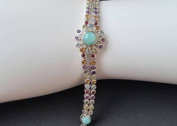 Srebrna bransoletka z kamieniami szlachetnymi