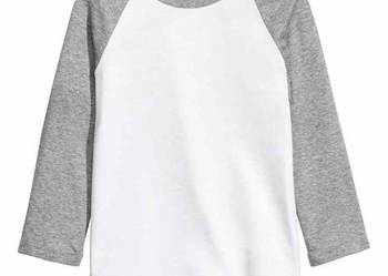 szara biała koszulka top bluzka H&M xs 34