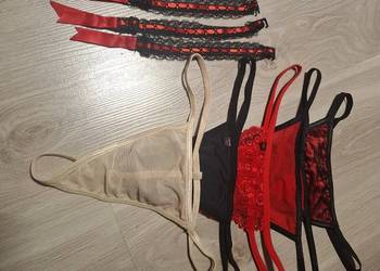 Komplet 5 sztuk stringów M + zapinki do pończoch gratis