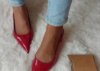 (40) ASOS/ Czerwone czółenka z odkrytą piętą z Londynu, NOWE