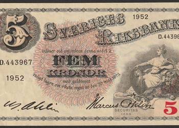 Szwecja 5 koron 1952 - D