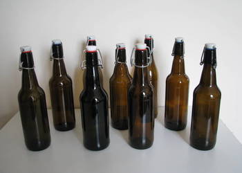 Butelki z pałąkiem po piwie – czyste, bez etykiet z porcelanowym korkiem