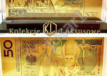 Komunia Prezent ZŁOTY Banknot Jan Paweł II + Certyfikat - SKARBNICA POLSKA