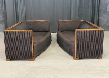 Designerskie sofy art deco 2 szt., orzech czeczot