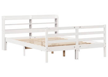 Rama łóżka z wezgłowiem biała lite drewno sosnowe 120x190 cm WM-3306634