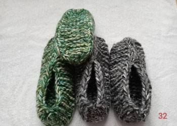 2 pary grubych kapci z włóczki 40-44