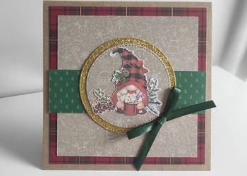 Kartka ręcznie robiona świąteczna Boże Narodzenie skrzat 2 Kartka ręcznie robiona świąteczna Boże Narodzenie skrzat 2