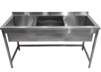 Zlew trójkomorowy ze stali nierdzewnej