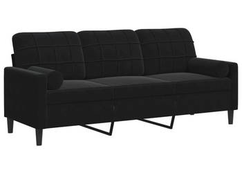 3-osobowa sofa z poduszkami czarna 180 cm aksamit WM-3278234